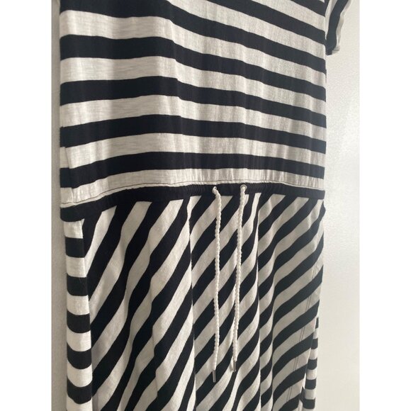 Striped Black & White Talbots Maxi Dress With Drawstring Waist Size S - Picture 4 of 5